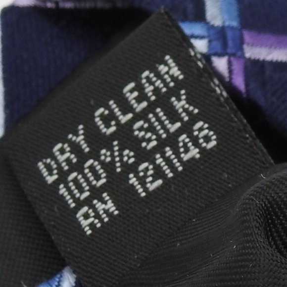 Michael Kors Navy Blue Purple Checker Neck Tie - Picture 7 of 7